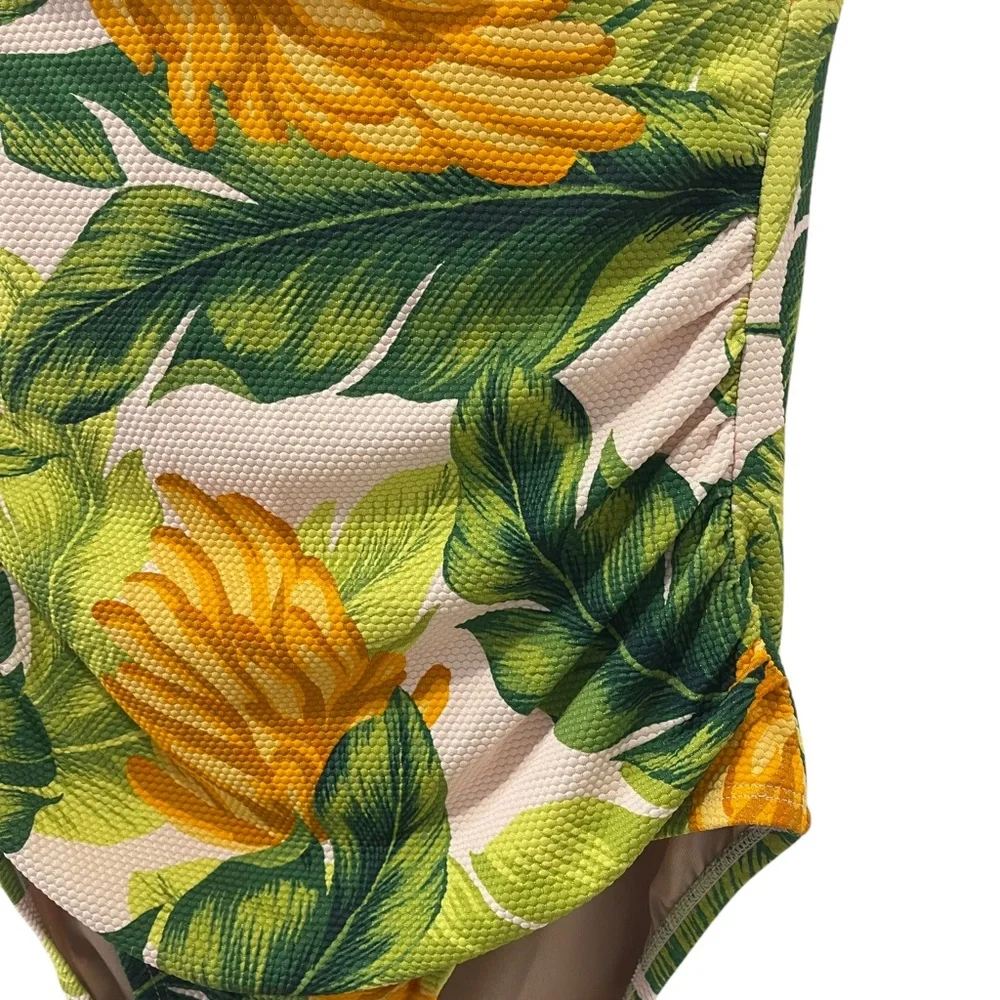 NWT Kona Sol Banana Pique Bandeau Full Coverage One Piece Swimsuit Sz L